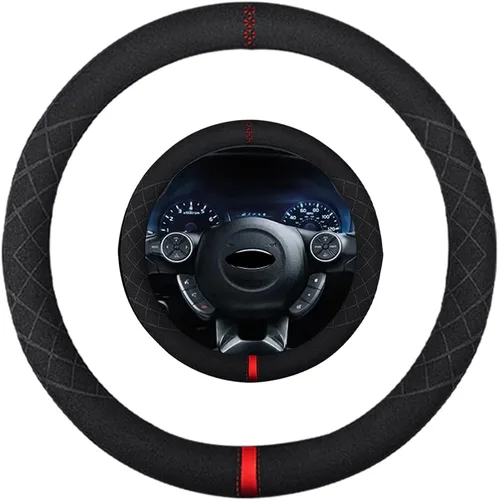 Miniatura 40 de Funda de volante de ante K LAKEY, compatible con Dodge Avenger Grand Caravan Challenger Charger, cubierta de volante deportiva antideslizante