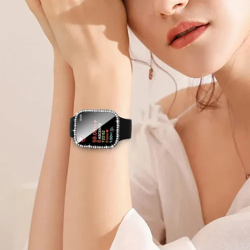 Miniatura 6 de Paquete de 2 fundas brillantes con protector de pantalla de vidrio templado para Apple Watch SE 3 SE 2 Series 6/5/4 SE de 1.575 pulgadas, cubierta