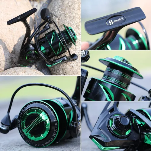 Miniatura 7 de Sougayilang Carretes de pesca ligero de agua salada carrete giratorio - 39.5 libras de fibra de carbono arrastrado, 12+1 BB ultra suave todo carrete