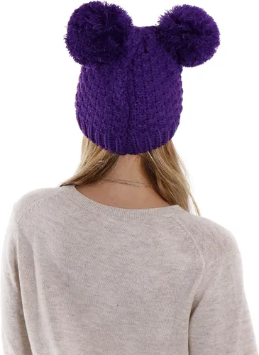 Miniatura 5 de Simplicity Gorro de punto trenzado para mujer, con pompón, para esquí, snowboard