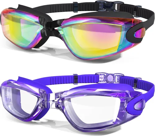 Miniatura 12 de MAMBAOUT Gafas de natación, paquete de 2 gafas de natación antivaho sin fugas, protección UV para hombres, mujeres, adultos y jóvenes