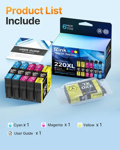 Miniatura 5 de E-Z Ink Cartucho de tinta remanufacturado de repuesto para Epson 220 XL 220XL T220XL para usar con WF-2760 WF-2750 WF-2630 WF-2650 WF-2660 XP-320