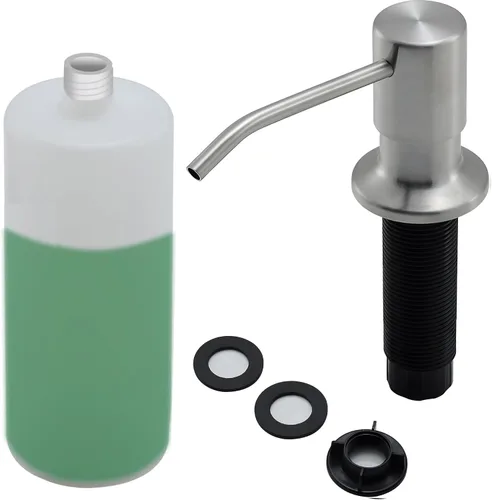 Dispensador de jabón integrado para fregadero de cocina, cabezal de bomba de encimera de níquel cepillado de acero inoxidable, dispensador de loción