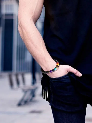 Miniatura 5 de Pulsera difusor de aceite esencial de piedra de lava ajustable, cuerda trenzada, cuentas de yoga para hombres y mujeres, piedra original