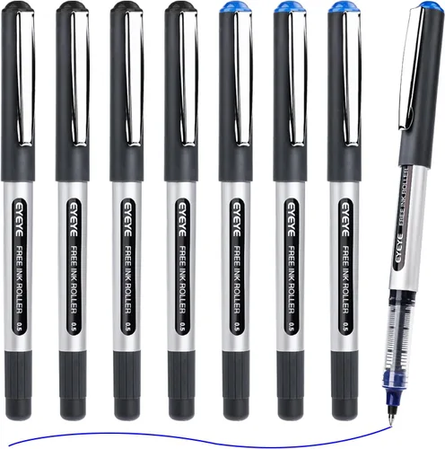 Miniatura 17 de EYEYE Paquete de 25 bolígrafos azules de punta extra fina de 0.020 in, secado rápido, tinta líquida, bolígrafo de escritura suave para diario, toma