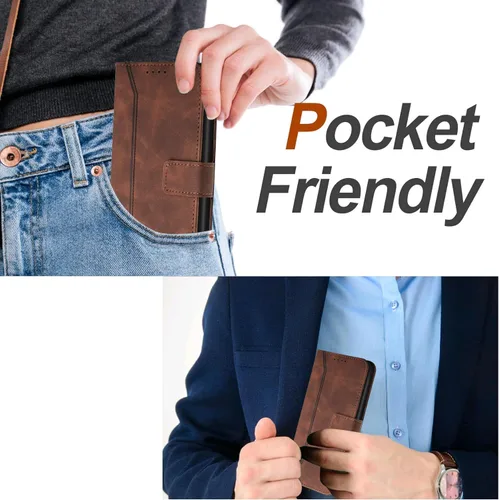 Miniatura 4 de Compatible with Motorola Moto E22/E22i, Leather Business Fashion Casual Phone Wallet Cover with Card Holder Slots Shockproof Kickstand Case-Coffee