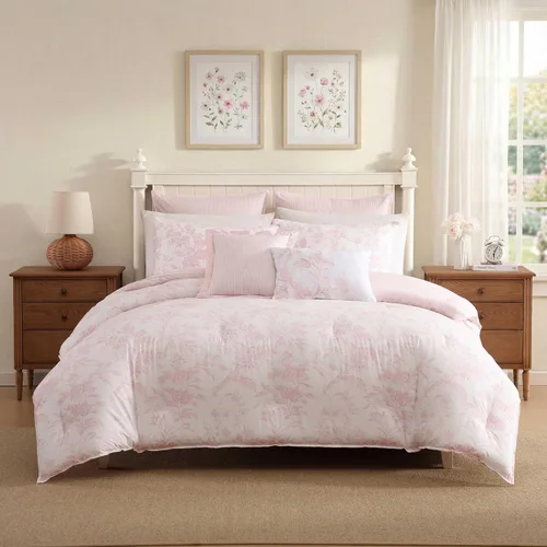 Miniatura 10 de Laura Ashley - Juego de edredón individual, ropa de cama de algodón suave y reversible, peso medio para comodidad durante todo el año, juego de cama