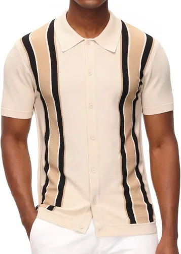 PJ Paul Jones Camisas tipo polo para hombre, estilo vintage, a rayas, ligeras, para golf