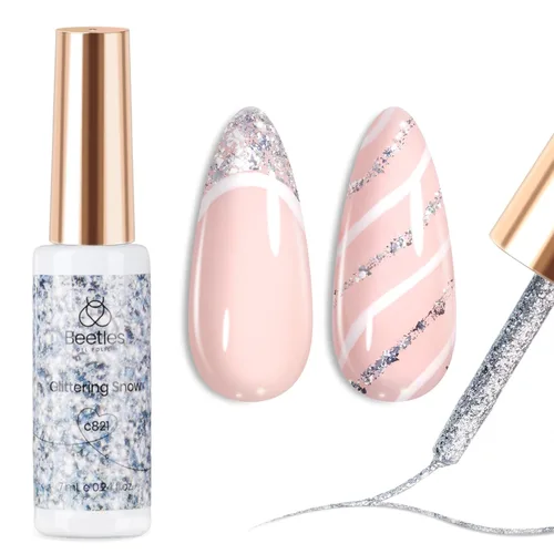 Miniatura 11 de beetles Gel Polish Swirl Nail Art - Esmalte de uñas de gel blanco, 1 unidad de 0.2 fl oz, pintura clásica de uñas de color blanco para línea