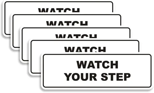 Miniatura 59 de Signs ByLITA Letrero estándar para pared o puerta con texto en inglés «Watch Your Step», señalización de salud y seguridad (negro), mediano