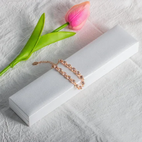 Miniatura 21 de Light Pink Crystal Bracelets for Women Trendy, OUXi 18K Rose Gold Plated Cubic Zirconia Wedding Tennies Jewelry Bracelets, Dainty Birthstone Hand