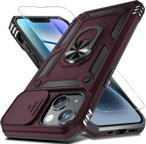 Miniatura 140 de Janmitta - Funda para iPhone 14 Pro con cubierta deslizante para lente de cámara incorporada + protector de pantalla, funda de cuerpo completo