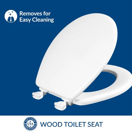 Miniatura 2 de Mayfair 44EC 000 asiento para retrete moldeado de madera con bisagras, fácil de limpiar y recambiar, 44ECA 000, 0 volts