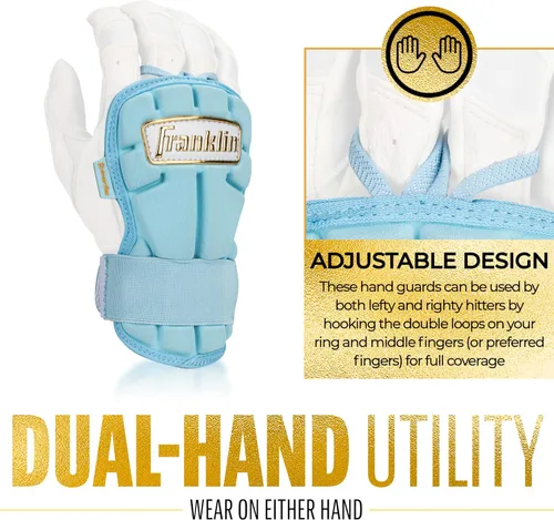 Miniatura 3 de Franklin Sports Guantes Protectores de Mano y Muñeca para Béisbol - Serie PRT LG, Protector para Adultos para Batear - Escudo Protector para Azul