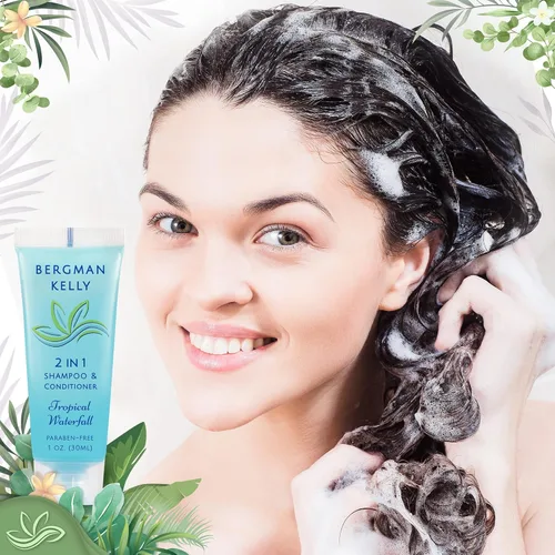 Miniatura 5 de Bergman Kelly - Champú y acondicionador 2 en 1 tamaño viaje - 1 fl oz, 100 PK, cascada tropical - Deleite a sus invitados con amenidades de champú