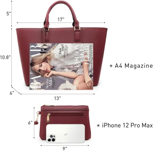 Miniatura 6 de Dasein Women Satchel Purse Handbag Shoulder Bag Work Tote Bag with Matching Clutch