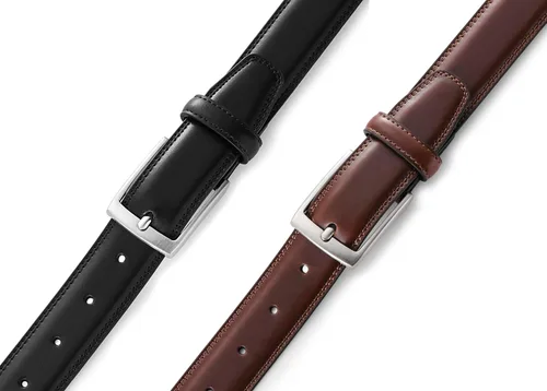Miniatura 4 de MILORDE Cinturón de vestir de cuero para hombre, 2 unidades, hecho a mano, cuero genuino, diseños clásicos y modernos para el trabajo, negocios