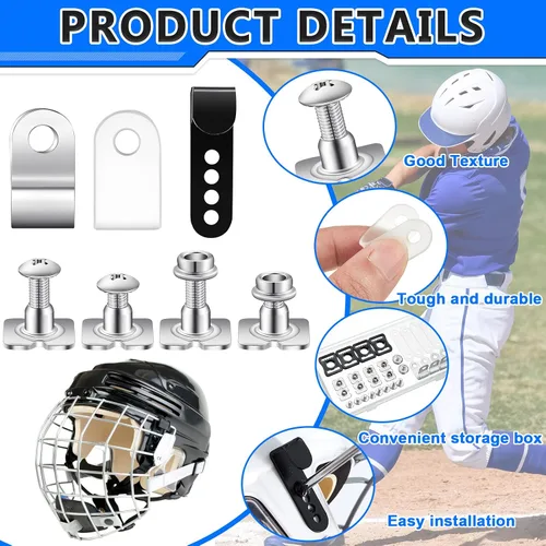 Miniatura 3 de Kit de reparación de casco de hockey de 33 piezas, kit de reparación de casco de fútbol, incluye clips en J en forma de R, clips de visera