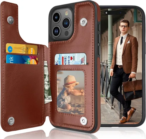 Tekcoo Funda tipo cartera compatible con iPhone 15 Pro Max | 2023 | 6.7 pulgadas | Minimalista de lujo de piel sintética para identificación en