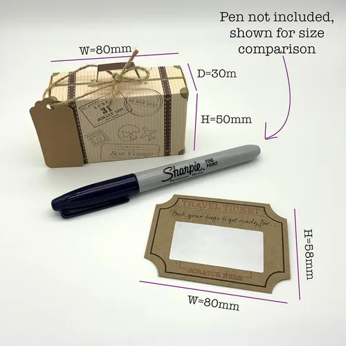 Miniatura 5 de Paquete de regalo de tarjeta de rascar y revelar mini maleta sorpresa DIY y mini boleto de viaje (DIY). Perfecto para San Valentín, vacaciones