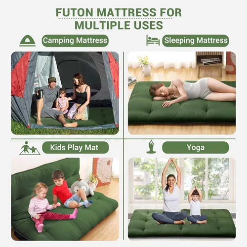 Miniatura 3 de IDEALHOUSE Colchón de futón japonés, colchón de suelo para dormir, almohadilla plegable gruesa y enrollable y tapete de tatami para dormitorio