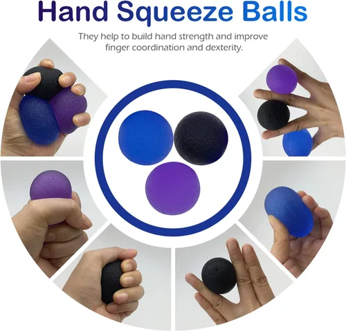Miniatura 2 de 3 bolas de gel de resistencia múltiple para aliviar el estrés de la mano, dedo, muñeca, ejercicio, músculos, entrenamiento de artritis