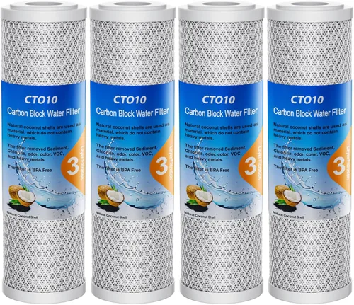 Cartucho de filtro de agua de sedimentos de carbono CTO para toda la casa de 1 micrón, 2.5 x 10 pulgadas, compatible con DuPont WFPFC8002,