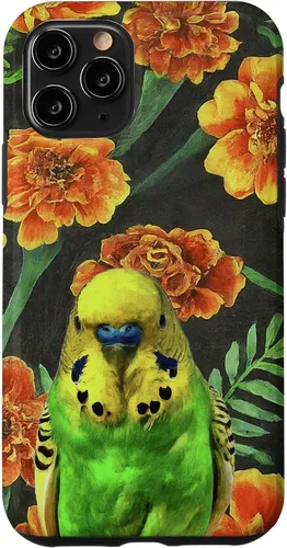 Miniatura 10 de iPhone 11 Budgie Orange Yellow Marigolds Vintage Flower Pattern Case