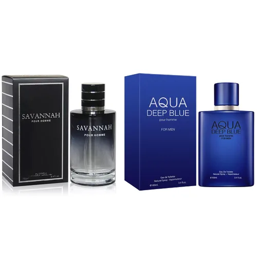 Miniatura 29 de Set de regalo de perfume para hombre, EDP, paquete de 2 (3.4 oz / 3.4 fl oz cada uno), Amazing Code Gold, AQUA DE EP BLUE, ámbar picante y azul