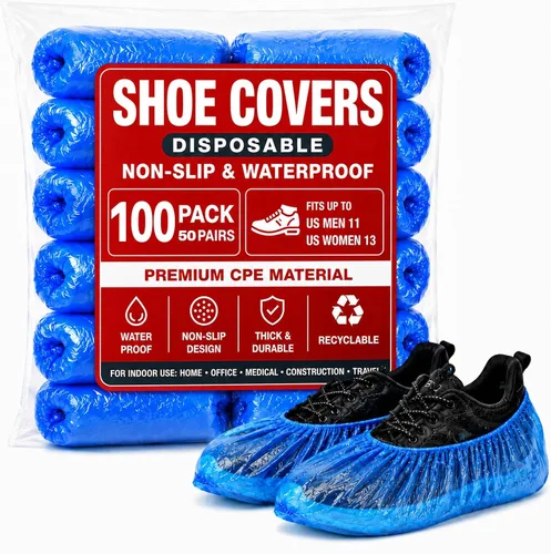 Fundas desechables impermeables antideslizantes – Botines de plástico para interiores, paquete de 60 fundas de zapatos de ajuste universal para