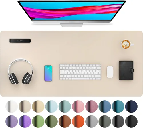 Miniatura 106 de Aothia - Protector de escritorio de cuero sintético, base para mouse, superficie antideslizante e impermeable para escribir y para laptop