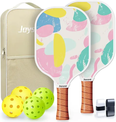 Miniatura 11 de Juego de 2 palas de pickleball aprobadas por USAPA de fibra de carbono con raquetas de pickleball para principiantes, bolas de pepinillo