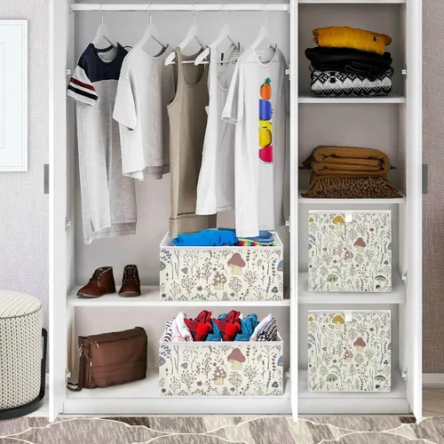 Miniatura 7 de Cubo de almacenamiento de hongos, canasta de almacenamiento plegable grande, caja organizadora de ropa, para estantes, armario, dormitorio, oficina