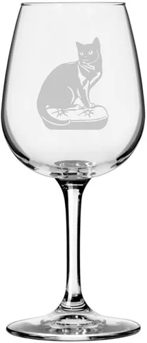 Miniatura 3 de Copa de vino de 12.75 onzas con temática de gato abisinio grabada para todo uso