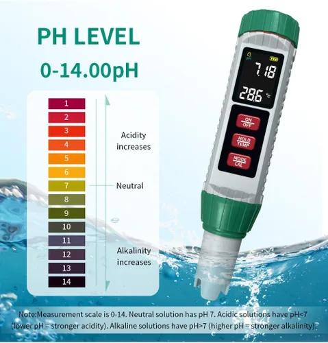 Miniatura 2 de Medidor de pH y probador de sal de piscina, medidor digital 5 en 1 de salinidad pH EC temperatura TDS para calidad del agua, probador de agua