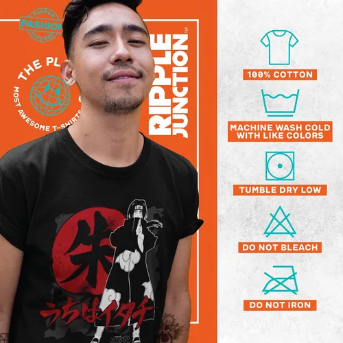 Miniatura 4 de Ripple Junction Naruto Shippuden - Camiseta de manga corta para hombre, Itachi Uchiha Akatsuki, anillo Kanji Anime con licencia