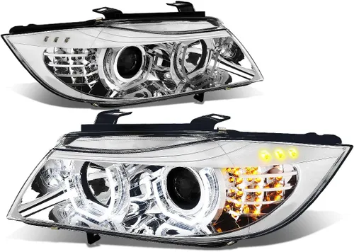 Miniatura 14 de DNA MOTORING HL-3D-E9005-BK - Faros delanteros negros con anillo de halo 3D, haz alto y bajo, con señales de giro ámbar, compatibles con BMW 323i