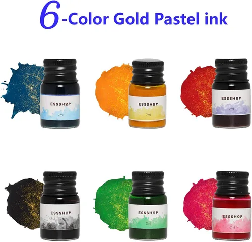 Miniatura 4 de ESSSHOP Juego de Plumas de Vidrio para Caligrafía - 3 Plumas de Inmersión de Cristal Azul con Tinta de Color y Soporte para Pluma, Kit