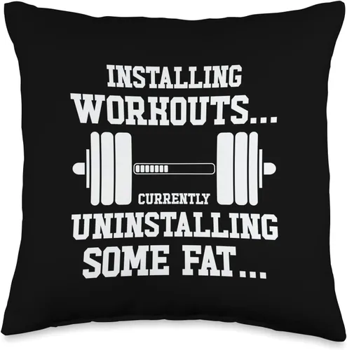 Workout Gym Weight Training Body Building Powerlifting Throw Pillow