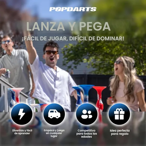 Miniatura 2 de Popdarts - Juego de lanzamiento de ventosas para interiores y exteriores con marcador de objetivo Rizzle – Competencia con un pop, paquete