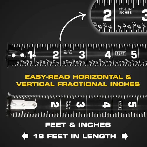 Miniatura 5 de Perfect Measuring Tape - BrightLine - Cinta métrica de alto contraste en modo oscuro de fácil lectura para visibilidad con poca luz - Estuche