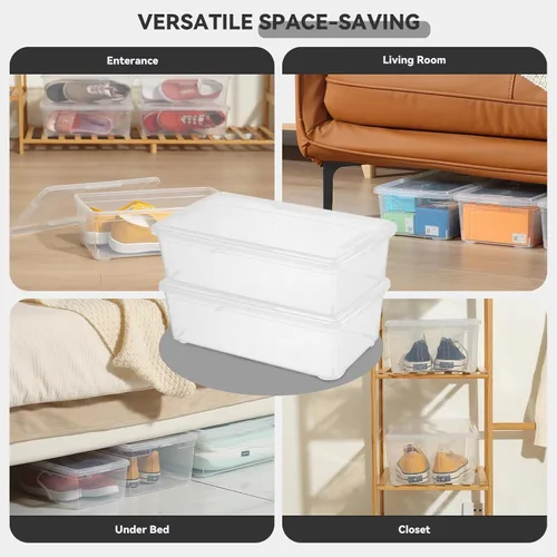Miniatura 6 de novelinks Contenedores de almacenamiento de plástico transparente de 6 cuartos con tapas transparentes, caja apilable, contenedor organizador