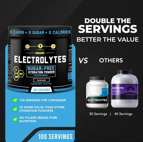 Miniatura 4 de MMA Nutrition HRDWRK - Electrolitos en polvo con magnesio, potasio, electrolitos sin azúcar que aumentan la resistencia y reducen la fatiga con este