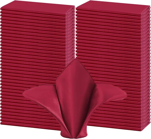 Miniatura 18 de 50 servilletas de tela de satén color burdeos, servilletas cuadradas de 20 x 20 pulgadas, servilletas de mesa de tela suave y lisa, servilletas