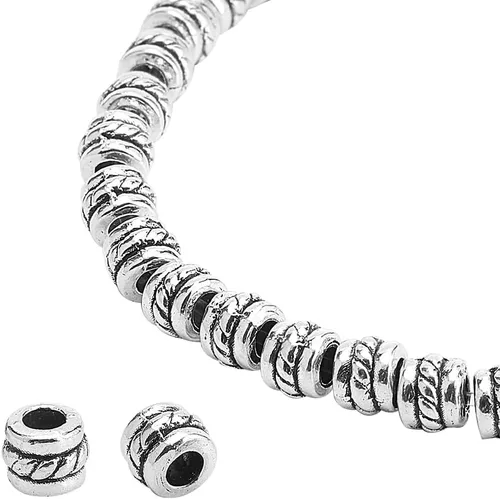 Miniatura 8 de PH PandaHall 500 cuentas espaciadoras de columna, espaciadores de metal de tubo de 10 estilos, cuentas de plata antigua, espaciadores de aleación