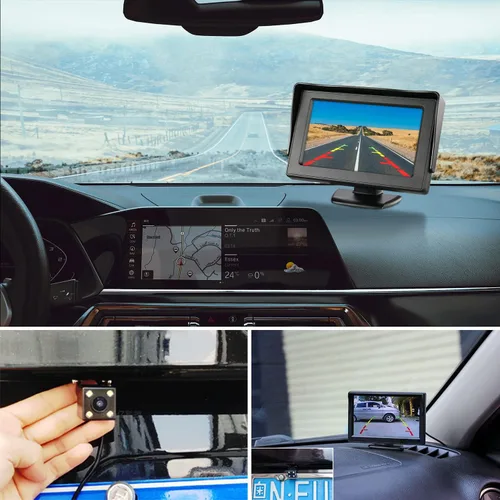 Miniatura 3 de Cámara de respaldo con monitor de 5 pulgadas, ángulo de vista amplia de 170 grados, visión nocturna, impermeable, sistema de cámara de vista trasera