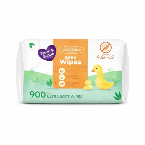 Toallitas para bebé de manteca de karité, 900 unidades, libres de fenoxietanol, parabenos, ftalatos y alcohol, enriquecidas con manteca de karité
