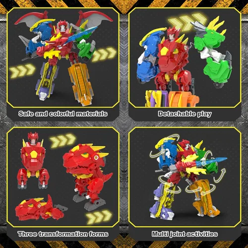 Miniatura 4 de Juego de juguetes de dinosaurio robot 5 en 1: gran kit de robot transformable para desmontar con 5 figuras de acción de dinosaurio - juguetes