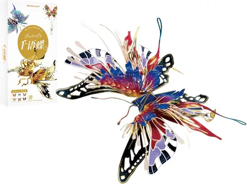 Miniatura 12 de Microworld Rompecabezas de metal 3D, 6 estilos de deseos de mariposa, kit de modelo de metal, bendición familiar, símbolo de la suerte, colección
