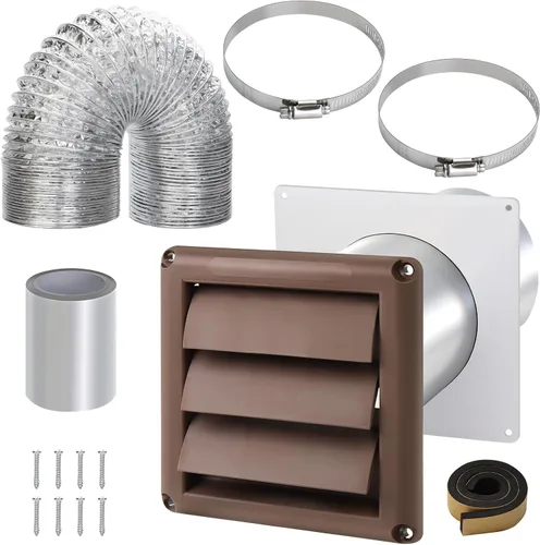 Miniatura 10 de Kit de ventilación de secadora a través de la pared con manguera/conducto conector/placa de pared, kit de conector de manguera de ventilación
